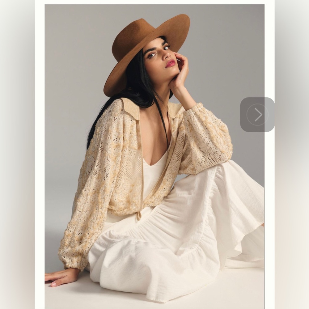 By Anthropologie Cropped Lace Cardigan Sweater Brand New XS